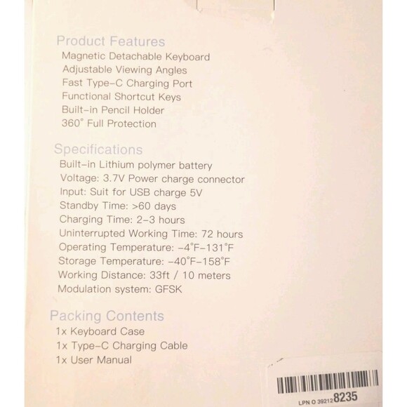 Wireless Keyboard Portable Detachable  Magnetic Case Cable new in box no manual - Picture 3 of 12